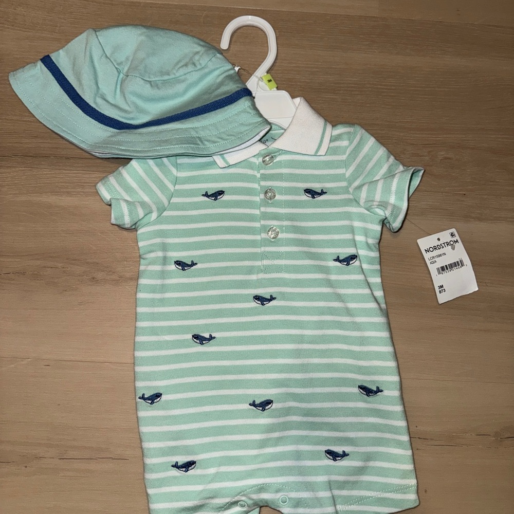3 month outfit with hat